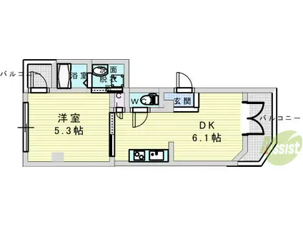 ミックコート東三国(1DK/4階)の間取り写真