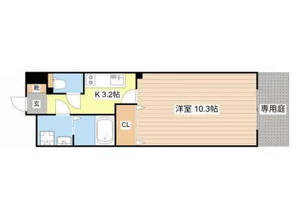 サンレジデンス(1K/1階)の間取り写真