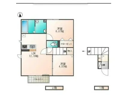 プラムメゾンしあわせ野(2LDK/2階)の間取り写真
