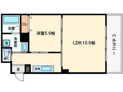 CITY SPIRE難波ウエストII(1LDK/3階)の間取り写真