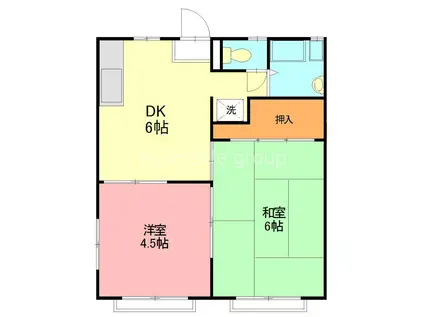 サニー元町I(2DK/2階)の間取り写真