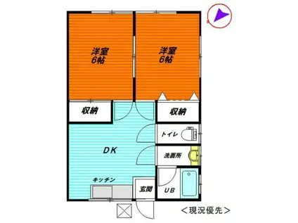 豊ハイツ(2DK/2階)の間取り写真