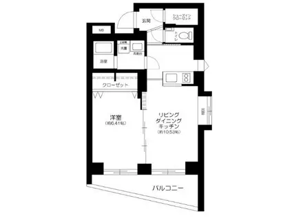 プロスペクト神楽坂(1LDK/2階)の間取り写真