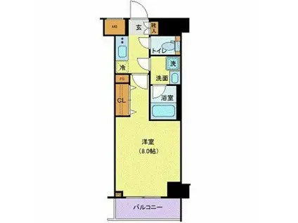 GENOVIA墨田文花SKY GARDEN(1K/1階)の間取り写真