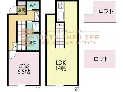 ALLEY6(1LDK/1階)の間取り写真