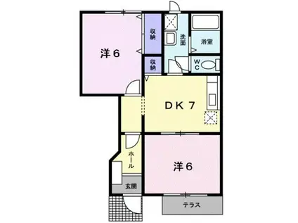 すいせん21 B棟(2DK/1階)の間取り写真