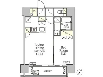 ジオエント白金台(1LDK/9階)の間取り写真