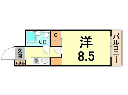 猪名寺パークマンション2(ワンルーム/7階)の間取り写真