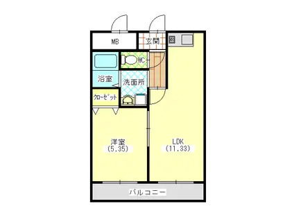 サウスコート(1LDK/6階)の間取り写真