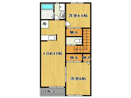ブリーズ東海神(2LDK/2階)の間取り写真