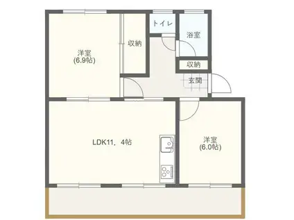 ハイツ竜南(2LDK/3階)の間取り写真