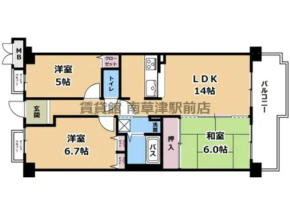 サンシティ大津石山(3LDK/3階)の間取り写真