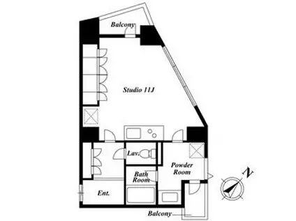 KDXレジデンス白金Ⅱ(ワンルーム/2階)の間取り写真