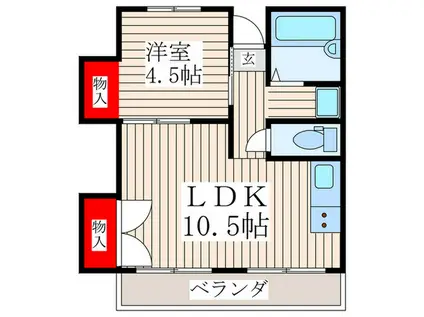 つばめガーデン船堀(1LDK/2階)の間取り写真