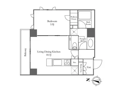 KDXレジデンス恵比寿旧エルスタンザ恵比寿南(1LDK/4階)の間取り写真