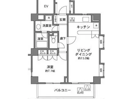フレール早稲田(1LDK/4階)の間取り写真