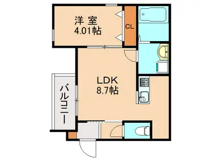 CHERIM竹下II(1LDK/3階)の間取り写真