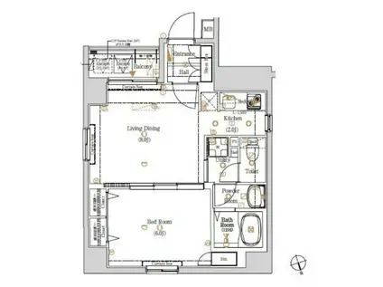 ログ銀座東(1LDK/6階)の間取り写真