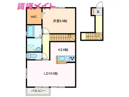 サンガーデン江島B(1LDK/2階)の間取り写真