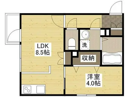 月光江波本町さくら(1LDK/2階)の間取り写真