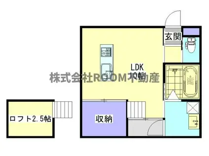 EVER FREE I(ワンルーム/1階)の間取り写真