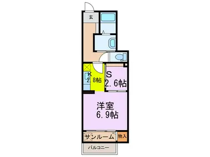 クレメント カーサ(1SK/1階)の間取り写真