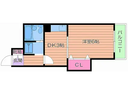 エルプラド京橋8号棟(1K/2階)の間取り写真