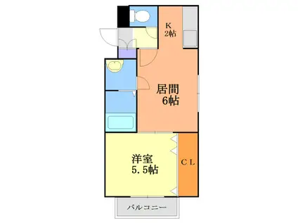 グロワール南郷(1LDK/2階)の間取り写真