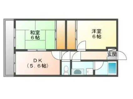 サンヴィレッジ高山(2DK/1階)の間取り写真