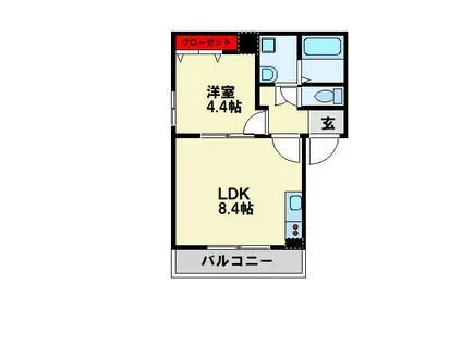 FELICE枝光(1LDK/3階)の間取り写真
