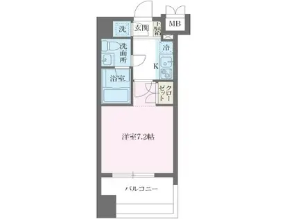 パシフィックレジデンス芝一丁目(1K/3階)の間取り写真