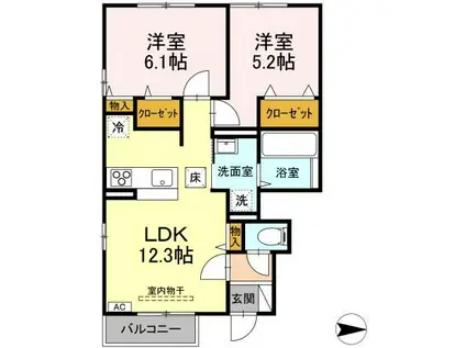D-ROOM瑞風(2LDK/1階)の間取り写真