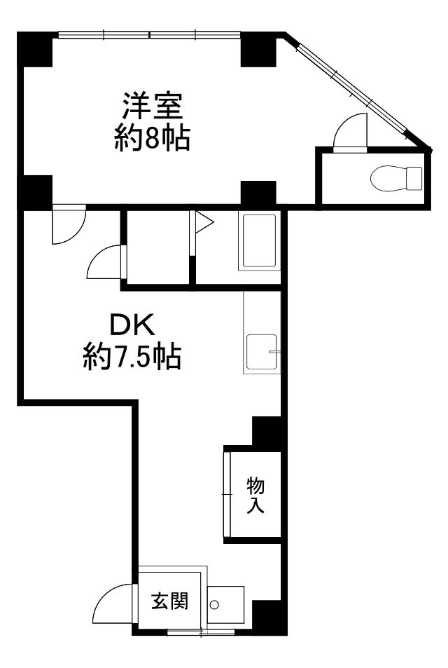 藍工房ビル(1DK/3階)の間取り写真