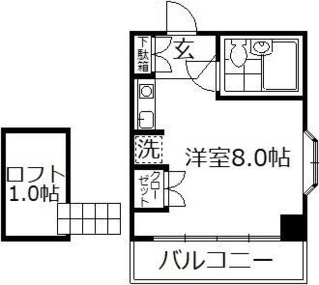 クラウンロイヤル(ワンルーム/3階)の間取り写真