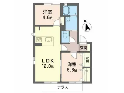 レリーフ22(2LDK/1階)の間取り写真