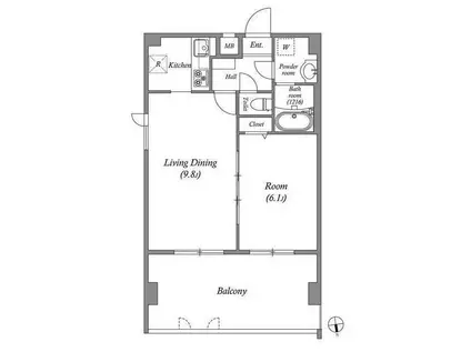 ペアパレス六町環七北通(1LDK/6階)の間取り写真