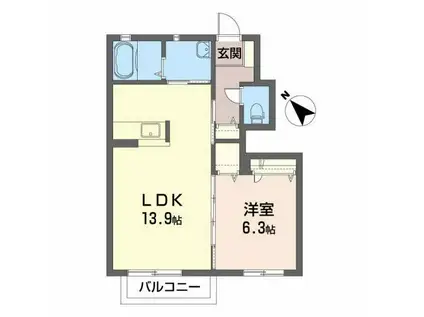 ぽっとハウス(1LDK/1階)の間取り写真