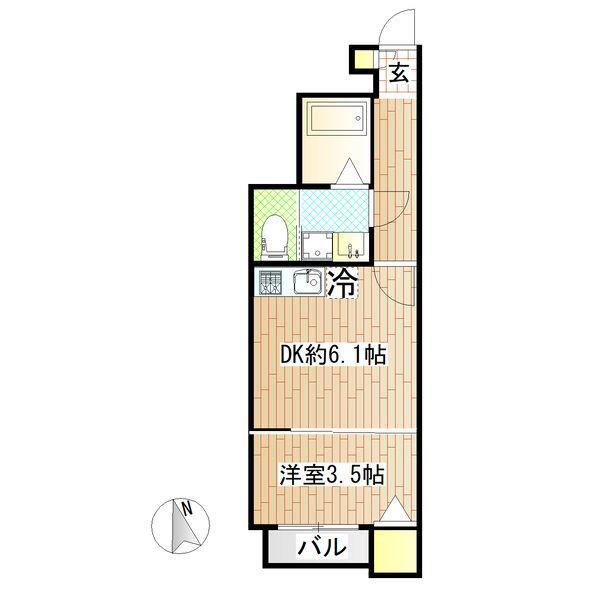 LIBRA COURT 文化町(1DK/1階)の間取り写真
