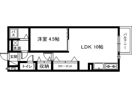 ルミエールII(1LDK/1階)の間取り写真