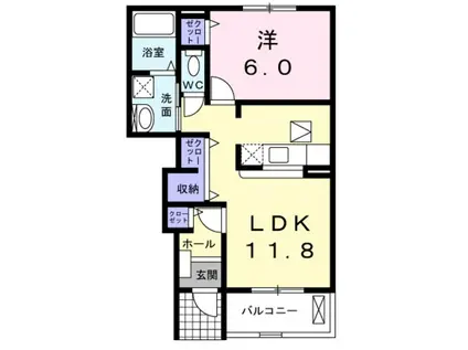 エトワール・フィラントA(1LDK/1階)の間取り写真