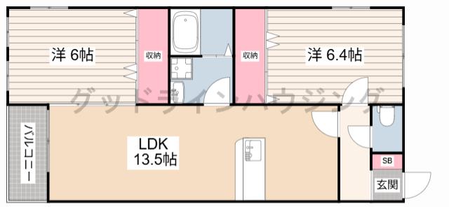 ラシードコート(2LDK/1階)の間取り写真