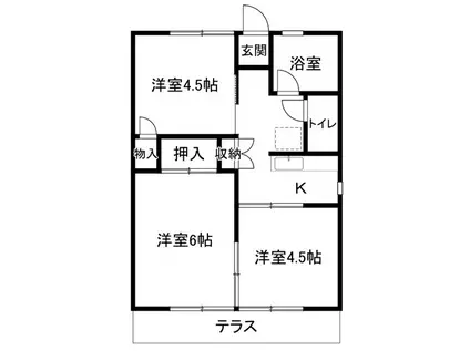 原島グリーンコーポ(3K/2階)の間取り写真