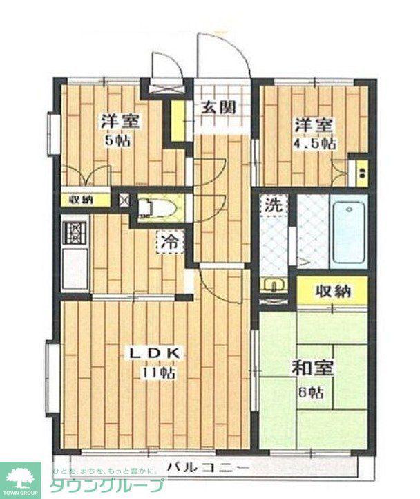 レナジア六ッ川(3LDK/2階)の間取り写真