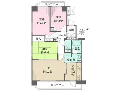 フィオーレ深川(3LDK/7階)の間取り写真