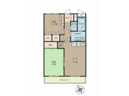 ドミシル池袋(2DK/1階)の間取り写真