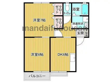 ステージア壱番館・弐番館(2DK/1階)の間取り写真