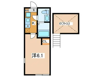 グランツ三春(1K/1階)の間取り写真