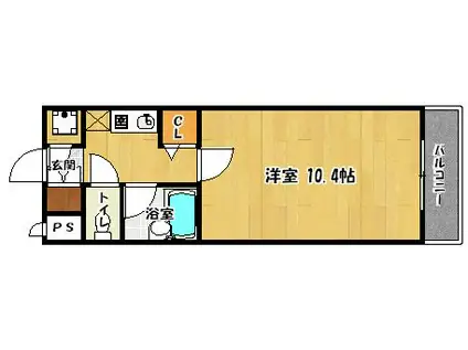 プレステージ北天神(1K/5階)の間取り写真