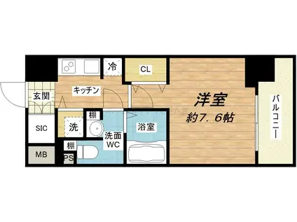 エスライズ東本町(1K/3階)の間取り写真