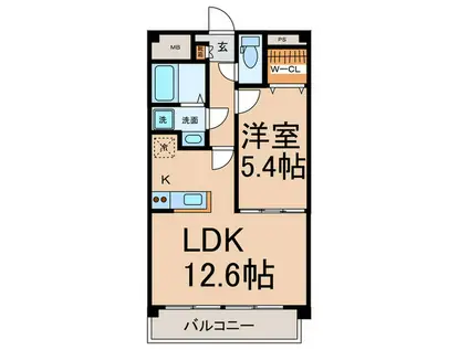 ポポラーレ(1LDK/2階)の間取り写真
